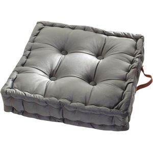 Vierkante Stoelkussen in Enkelkleur van Fluweel met Handvat - Gestikte Verdikte Stoelpad, Tatami-Vloerkussen, 16,5""x16,5""x4"", Grijs