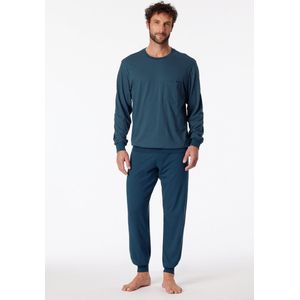 Schiesser heren lange pyjama - Comfort - 181156 - 48 - Blauw.