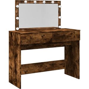 vidaXL Kaptafel met LED - Gerookt Eikenkleur Kaptafel - Kaptafels - Make-uptafel - Make-up Tafel