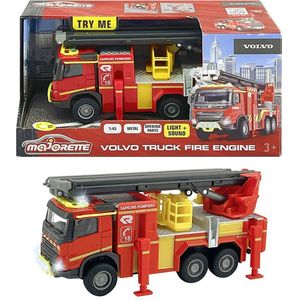 Majorette - Volvo Brandweerwagen - 19 cm - Openslaande Deuren - Geluid En Licht