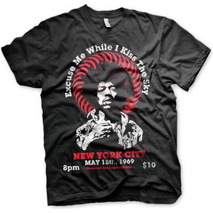 Jimi Hendrix Unisex Tshirt -4XL- Live In New York Zwart