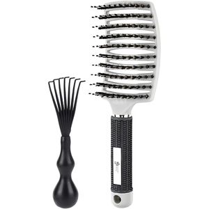 Guardian Beauty Haarborstel - Gebogen Borstel - Met Haarborstelreiniger - Wit