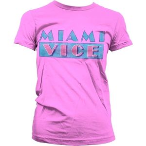 Miami Vice Distressed Logo Girly T-Shirt Damen Pink-XL