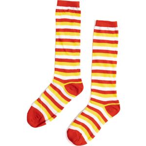 KIMU Lange Sokken Rood Geel Groen Gestreept - 36 37 38 39 40 41 - Carnaval Limburg Dunne Streepjes Gestreepte Hoge Kousen Sinterklaas Kado