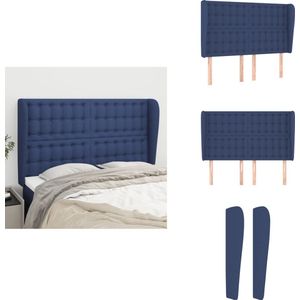 vidaXL Hoofdbord - Hoofdborden - Hoofdeinde - Houten Hoofdbord - Hoofdbord met randen 147x23x118/128 cm stof blauw