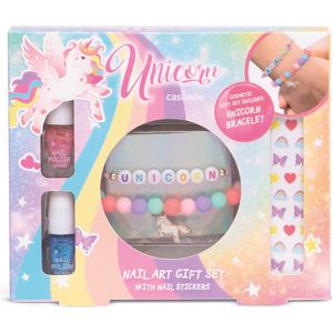 Unicorn - nail art giftset - met armband - nagellak op waterbasis - armband - nagelstickers - cadeau - geschenk - meisjes