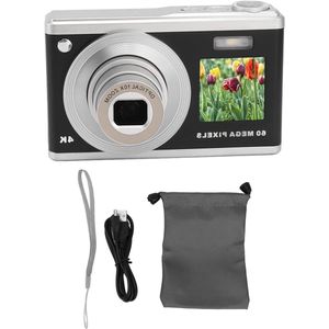 Digitale Camera 60 MP Ultra HD 10x Optische Zoom Compacte Vlogcamera Camcorder Draagbare Reiscamera voor Kinderen (Zwart) met 4K resolutie.