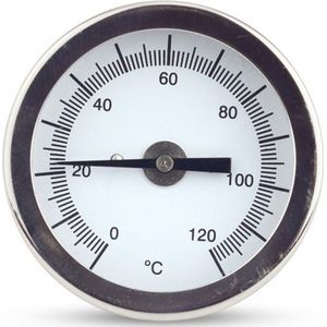 ETI - Insteek Thermometer - Ø50 mm - 0-120 °C - Ø6.35 x 300mm volledig RVS - Bimetaal Wijzerthermometer - Industrie - Asfalt, Teer, Zware Materialen