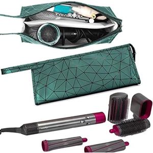 PromoHome Waterdichte Opvouwbare Reistas voor Haardroger - Magnetische Sluiting - PU Leren Draagbare Opbergtas - Groen