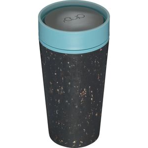 rCUP herbruikbare to go beker van gerecyclede koffiebekers zwart/blauw 12oz/340ml