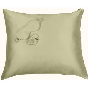 Mari Meia® 3 Delige Zijden Set – Kussensloop Zijden – Slaapmasker Zijden – Scrunchie Zijden – 23 Momme - 100% Moerbeizijde – Luxe Cadeauverpakking - 3 Delig - Groen