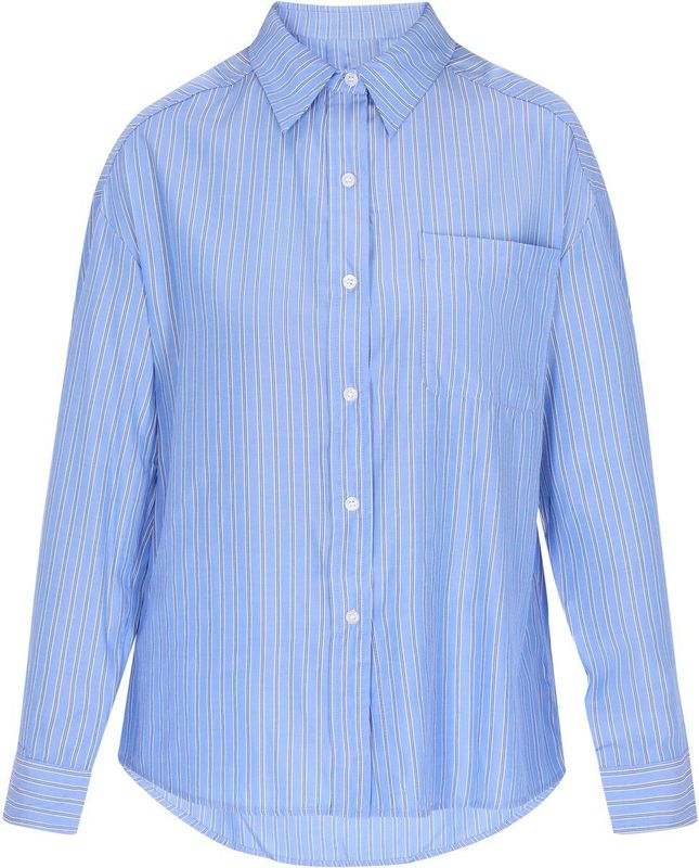 usha - BLUE LABEL - Blouse - Blauw - Gestreept - Lange Mouw