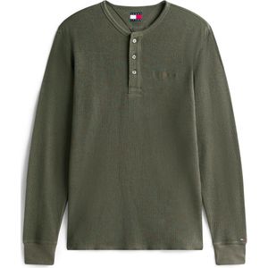 Tommy Jeans T-shirt Tjm Slim Waffle Script Henley Ddm0dm21812 Mrh Pewter Green Mannen Maat - S