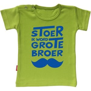 Babygoodies T-shirt Zwangerschapsaankondiging - Stoer ik word grote broer snor (Lime 5-6j)