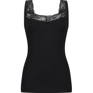 Basics singlet met kant zwart voor Dames | Maat XL