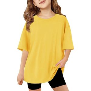 Effen Casual T-shirts voor Meisjes met Ronde Hals en Korte Mouwen - Oversized Sport Tops voor de Zomer