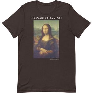 Famous Piece - Kunst T-shirt - Leonardo da Vinci 'Mona Lisa' - Unisex - Bruin - S