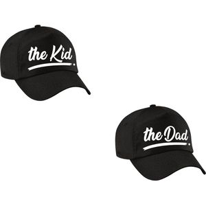 The Dad en the kid verkleed pet zwart voor volwassenen en kinderen - baseball caps - de vader / het kind / Vaderdag - familie petten / caps