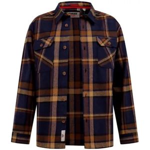 DUKE 555 ALDERSHOT TAN & NAVY HEAVY SHACKET OVERSHIRT BIG SIZE 5XL