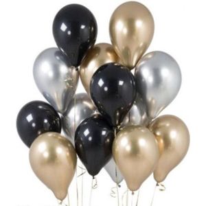 Ballonnen Set Goud - Zilver - Zwart - DH collection | Effen |  Verjaardag - Fotoshoot - Wedding - Marriage - Birthday - Party - Feest - Huwelijk - Jubileum - Event - Decoratie | Luxe - Chique