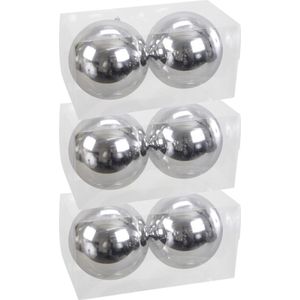 6x Grote kunststof kerstballen zilver glanzend 15 cm - Grote onbreekbare kerstballen