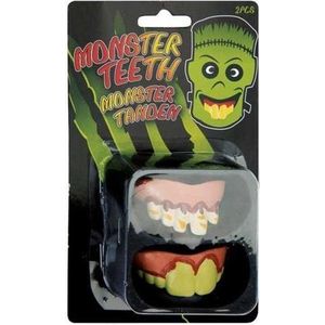 Witbaard Nepgebit Monster Tanden Roze/wit/groen 2 Stuks