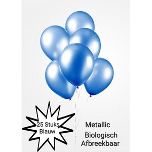 25 stuks Metallic Ballonnen Kobalt Blauw , 100 % Biologisch afbreekbaar, Verjaardag, Thema feest. Geboorte, Oktoberfest, Apres Ski