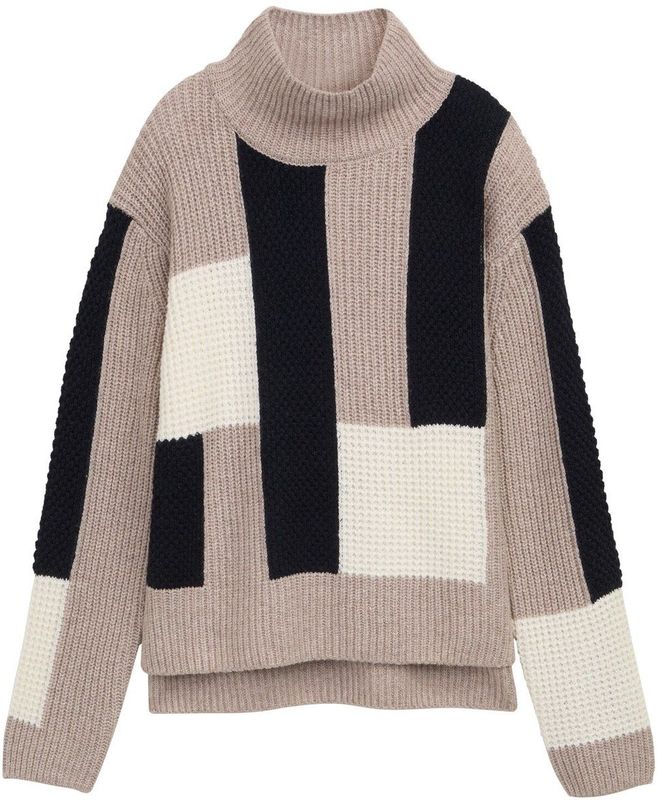 Tom Tailor - 1047706 - Trui - Gestructureerd - Colour Blocking - Opstaande Kraag