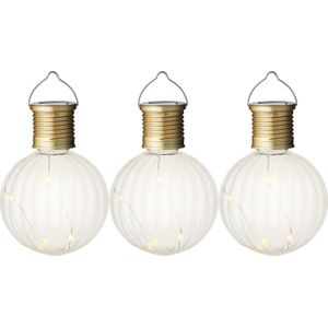 Lumineo Solar led hanglamp - set 3x - zonne-energie - kunststof - warm wit