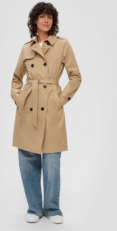 s.Oliver - Outdoor-Mantel - Klassieke Trenchcoat - Zwart - Slanke Pasvorm