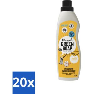 20 x Marcel's Green Soap - Vloeibaar Wasmiddel - Katoen & Vanille - Effectief & natuurlijk - 23 Wasbeurten - 1 Liter - Natuurlijk Wasmiddel - Milieuvriendelijk Wasmiddel - Katoen En Vanille Geur - Effectief Wasmiddel - Zacht Wasmiddel