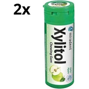 Miradent Xylitol Kauwgom | Appel | 2 x 30 stuks | Voordeelverpakking