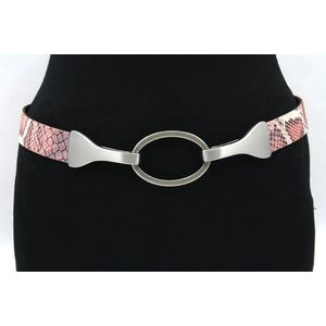 A-Zone Dames afhangriem multi-color - dames riem - 3 cm breed - Rose pastel - Echt Leer - Taille: 120cm - Totale lengte riem: 135cm