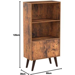 FurnStar boekenkast - 2 planken - 60x30x120cm - Bruin