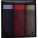 Swan - Heren Zakdoek - Blauw Bruin Rood - 100% Katoen - 3 Stuks