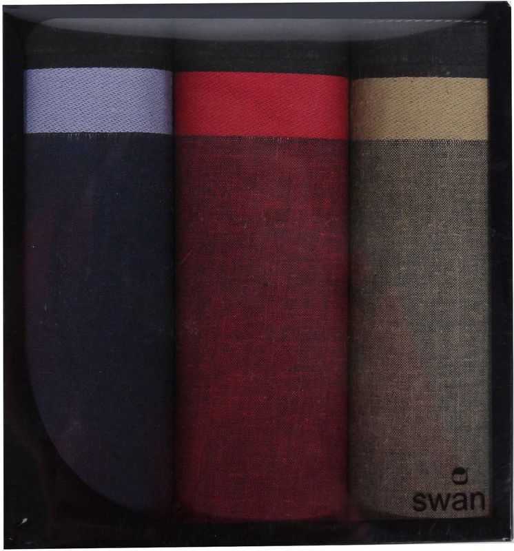 Swan - Heren Zakdoek - Blauw Bruin Rood - 100% Katoen - 3 Stuks