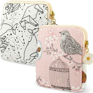 2 Pack Storage Bags - Cute Sanitary Napkins - Portable Menstrual Bag met Daisy Zip - Slip Insert - Tampon en Menstrual Cup - Verzorging