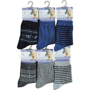 Baby sokjes Mister - maat 21/23 - 12 paar - 90% KATOEN - Zonder naad aan de teen