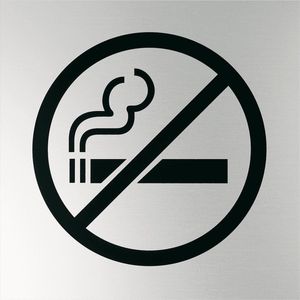 Roken verboden bord, geborsteld aluminium 200 x 200 mm