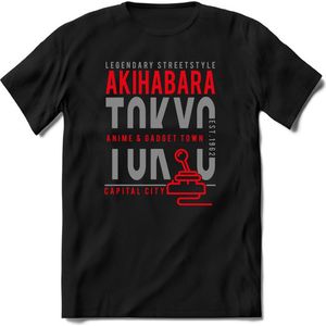 Tokyo - Akihabara | TSK Original & vintage | T-Shirt Heren - Dames | Zilver - Rood | Perfect Cadeau Shirt | Grappige Spreuken - Zinnen - Teksten | Maat S