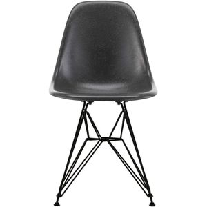 Vitra Eames DSR Fiberglass stoel zwart onderstel, elephant hide grey
