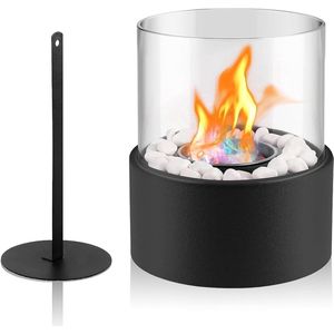 Indoor and Outdoor Bioethanol Table Fireplace with Decorative Stones and Blush Aid