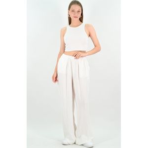 YesMooi - Linnenblend Wide-Leg Oversized Broek - Gebroken wit - L (40)