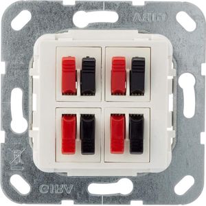 4-voudige luidsprekeraansluiting voor zuiver wit gebruik met bevestigingsplaat