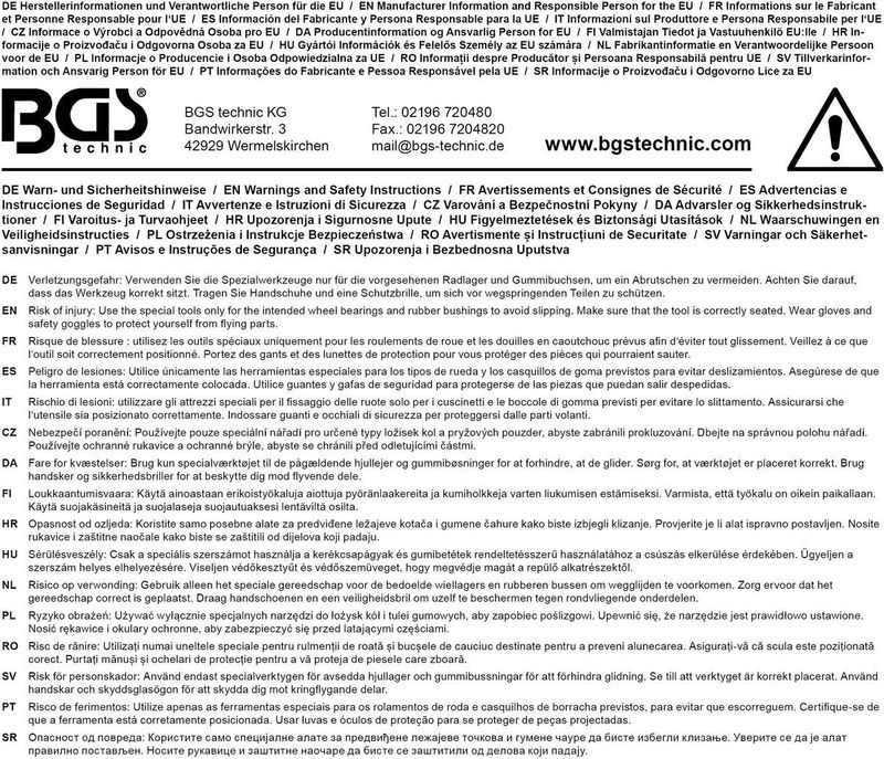 BGS - 8253-1 - Werkspindel - Buitenzeskant - 17 mm x 1,25 - Lengte 180 mm