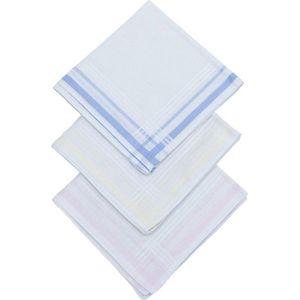 D&L Dames Zakdoeken - Gestreept - 29 x 29cm - 12 Stuks - 100% Katoen Gesatineerd