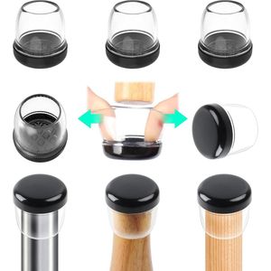 Stoelpootdoppen schuifregelaars voor tapijt - Set van 24 stuks met siliconen meubelpootdoppen - Vloerbeschermers voor stoelpoten - Glijders voor tapijt - Geen krassen - 19-25 cm