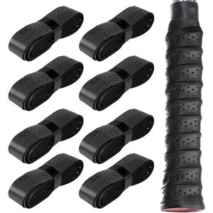 8 stuks verbeterde vervanging anti-slip tennisracket en badmintonracket grip tape met perforatie en zelfklevende tennisracket grip