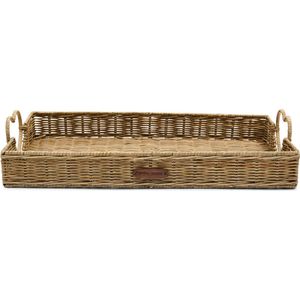 Riviera Maison Dienblad rechthoek Bruin - Happy Heart Serveerblad met handvaten hartje - Rattan