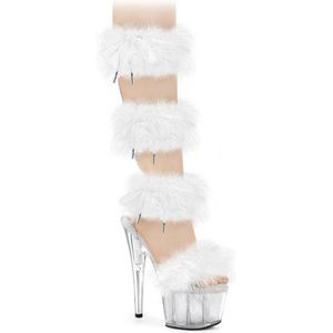 Pleaser - ADORE-728F Sandaal met enkelband, Paaldans schoenen - US 10 - 40 Shoes - Transparant/Wit